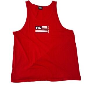 Polo Jeans Co Ralph Lauren Tank Top Mens XXL Red American Flag Graphic Vintage